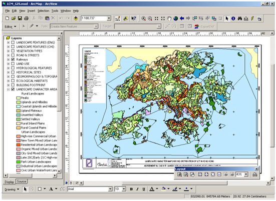 ArcMap application and the Landscape Character Map