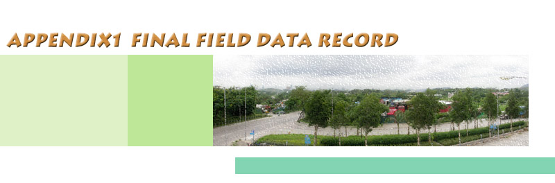 APPENDIX1  FINAL FIELD DATA RECORD